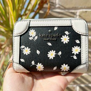 Kate Spade Zip Card Case Wallet Black White